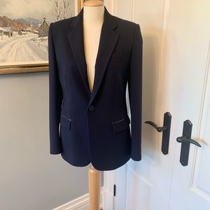 COPY - $495 Ralph Lauren black label navy blazer w/ leather trim size 8